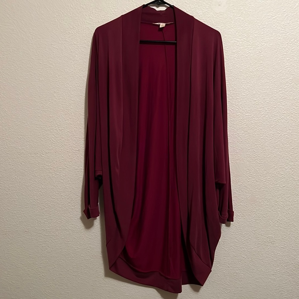 Francesca’s Miami Maroon Dolman Sleeve Cardigan